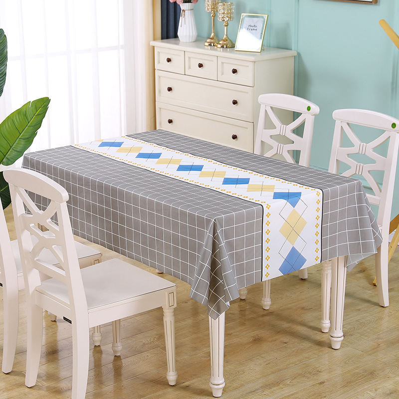 YL-38588 Custom Premium Tablecloth, Waterproof, Oil-proof, Wash-free, Rectangular Grid Tablecloth