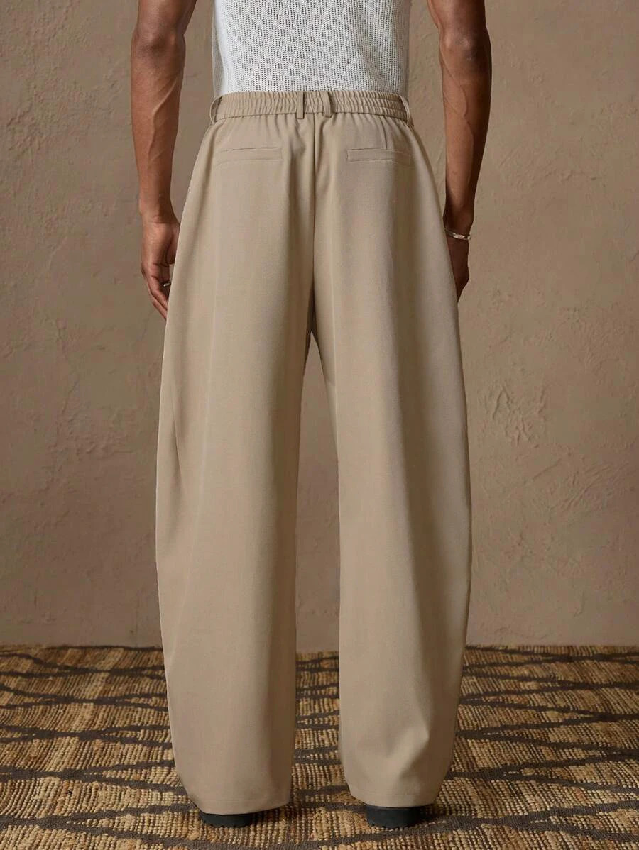 light business elegant Italian style Naples solid color button pleated high waisted pants for mens suit pants 260430