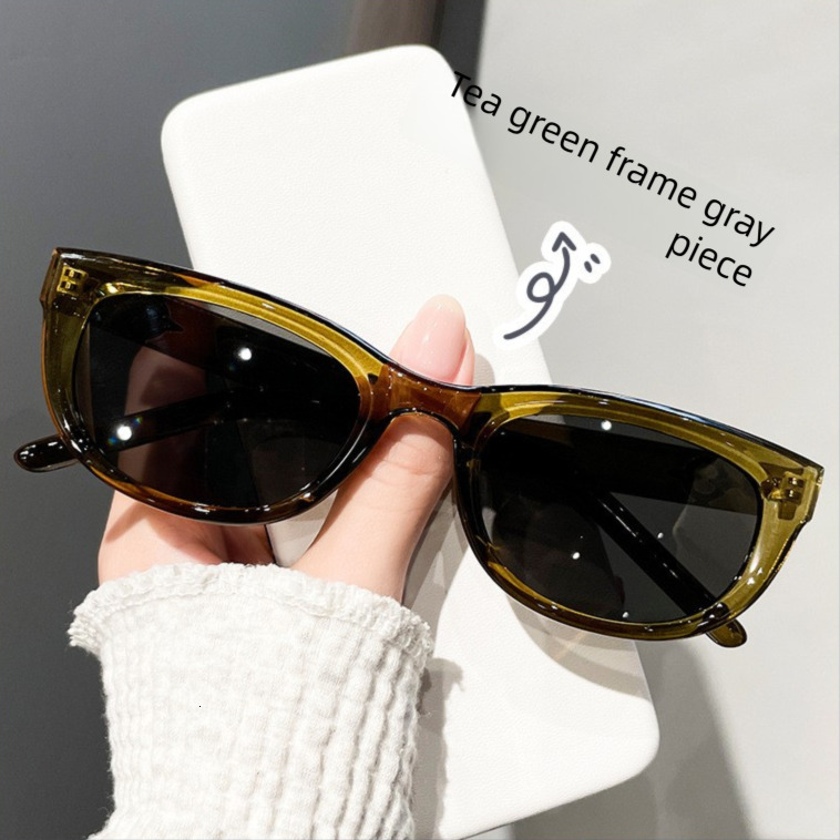 Sunshade Olive Green Cat Eye Designer Sunglasses Luxury Street UV Protection Outdoor Sports Cycling Glasses Trendy Brand Women's Accessories