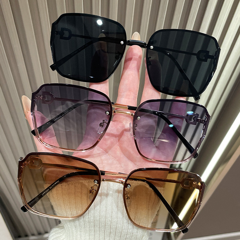 New Curved Surface Designer Sunglasses Women Plain Face Fashion Temperament Minimalist Light Luxury Outdoor Daily Driving Travel Shopping Party UV Pro