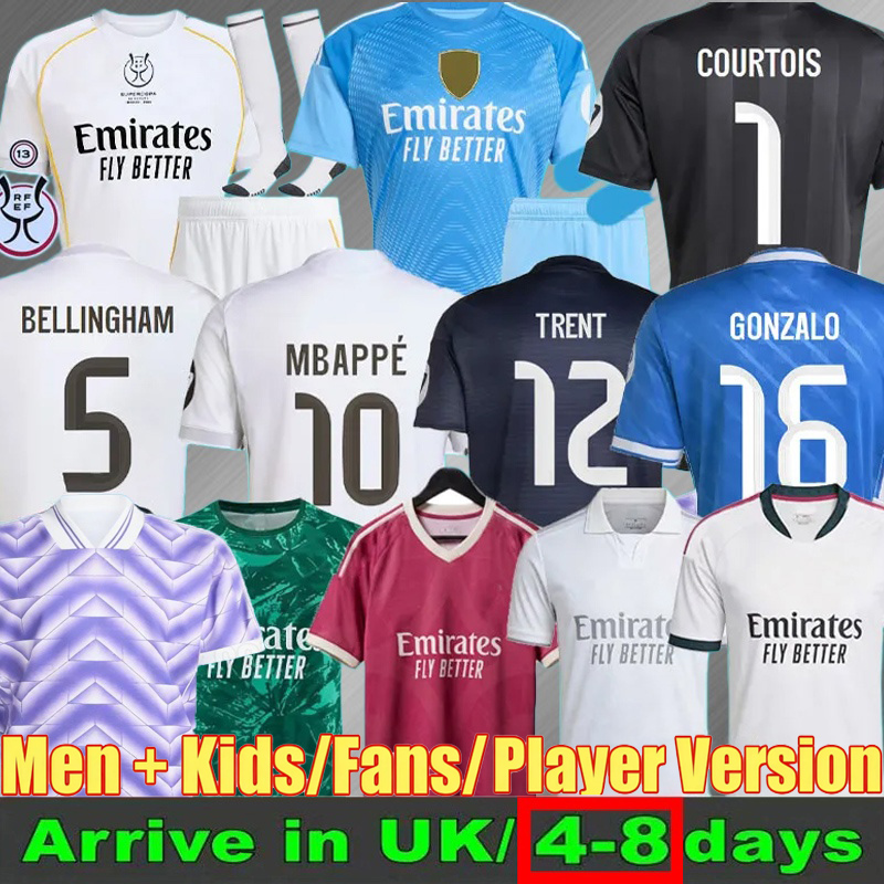 new 26 27 MBAPPE 5 BELLINGHAM 7 VINI JR soccer jerseys real valverde TRENT GONZALO 2026 2027 football shirt Camisetas MaDrIdS men kids ENDRICK HUIJSEN Away pink Home