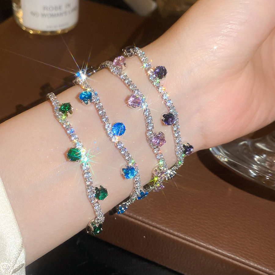 2026 New Colorful Zircon Round Flower Bracelet, Romantic Style Versatile Bangle, Light Luxury High-End Jewelry - view 8