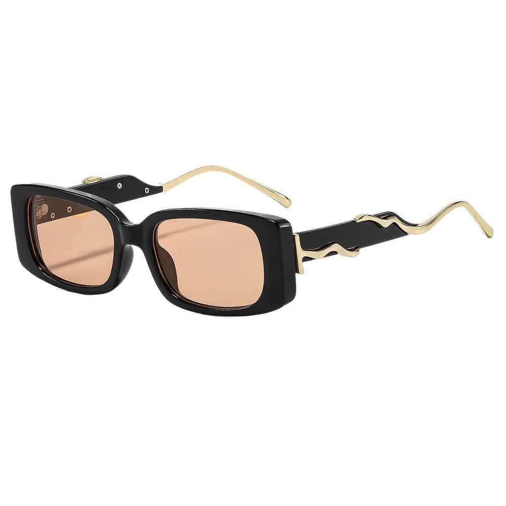 Square Frame Retro Designer Sunglasses Unisex High End Metal Wrapped Temple Korean Hip Hop UV Protection Outdoor Street Shooting Sun Shade Glasses