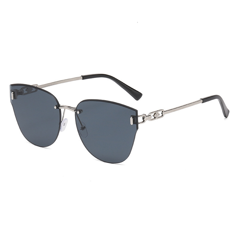 New Rimless Cut Edge Designer Sunglasses Metal Trendy Large Frame Protection Face Slimming Eyewear For Women Driving Cycling Outdoor Beach Street Dail