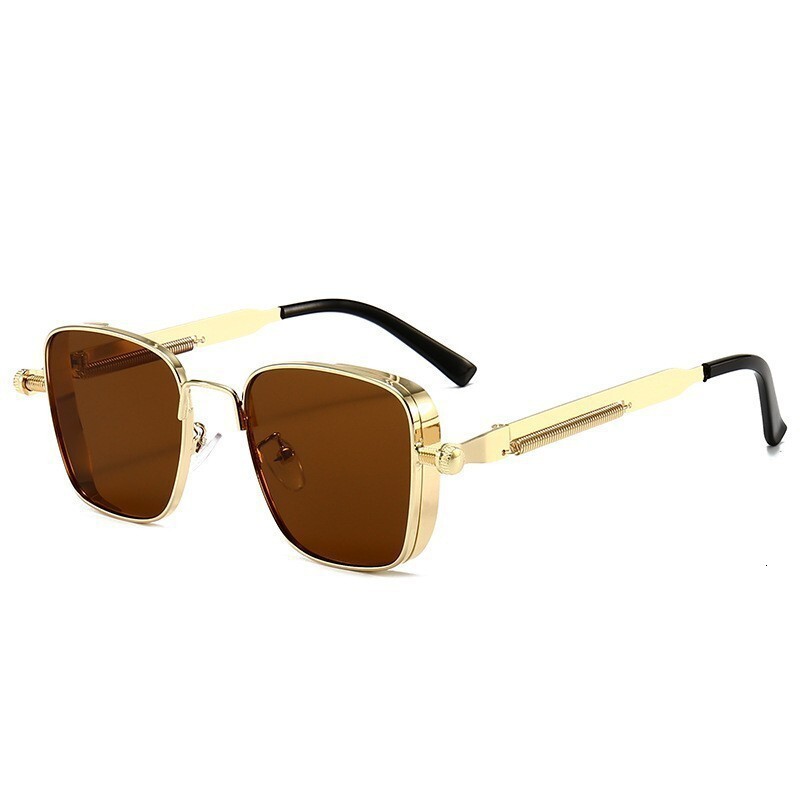 New Personalized Square Designer Sunglasses Steam Punk European Metal Frame Eyewear For Women Outdoor Street Shooting UV Protection Fashion Sun Shade 