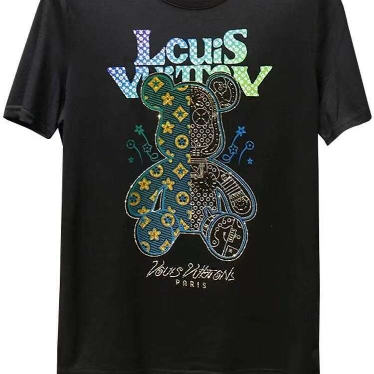 Luxury Luxury Designer Clothes European-Style Light Luxury Short-Sleeve T-Shirt Men Trendy And Versatile For Summer With A Cute Shy Bear Print Mens Pu