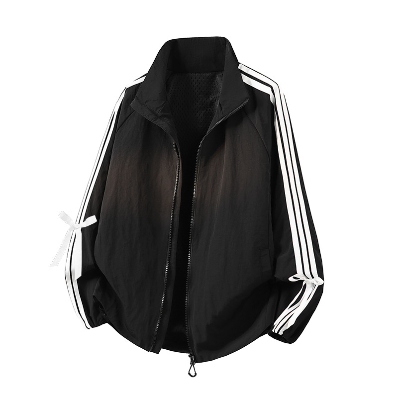 new Women's black sports jacket thin style for spring and autumn women's upper garment