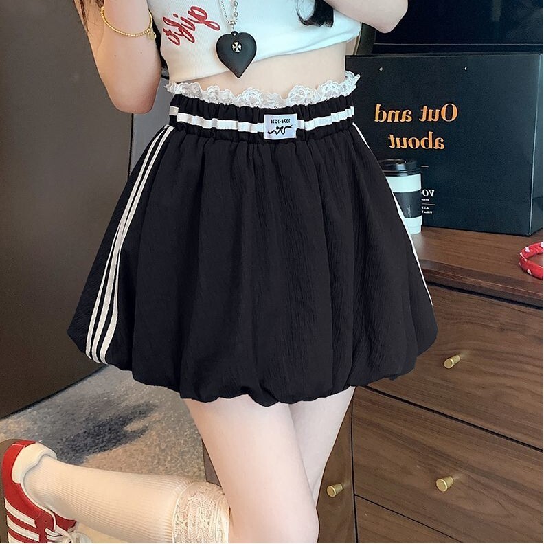 Summer Korean New Lace Trim Color Block Bud Designer Skirt Elastic High Waist Anti Exposure Mini Skirt Casual Trendy Versatile Half Skirt For Women