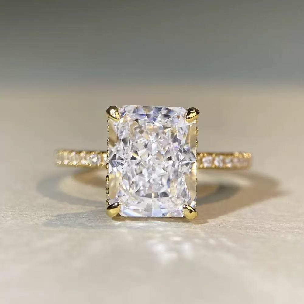 IGI Certified Vvs Cvd Lab Grown Created Diamond 10k 14k 18k Soild Gold Radiant Cut Engagement Ring 2Ct 3Ct