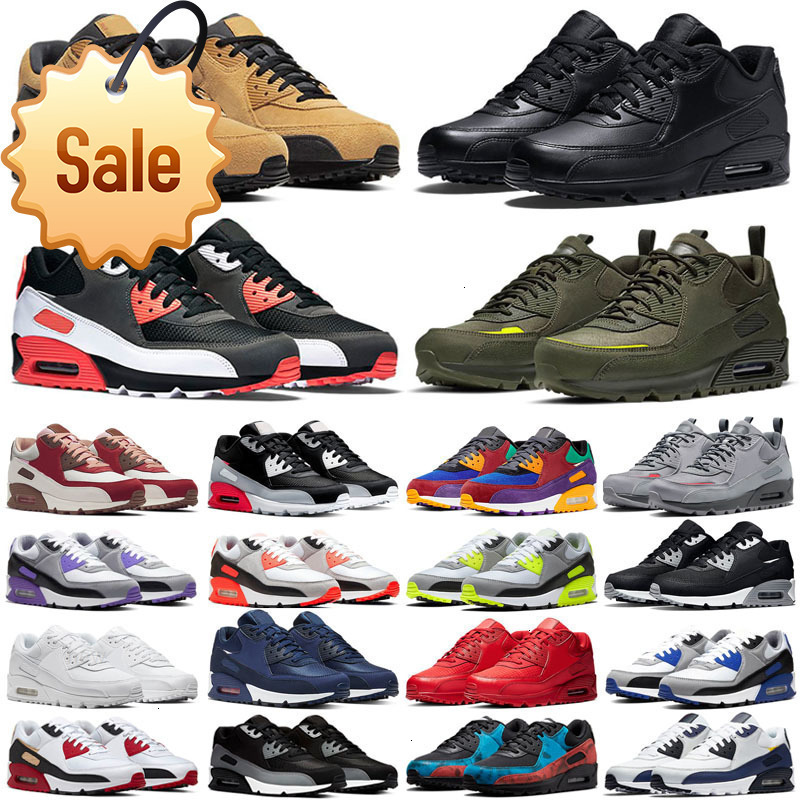 Classic 90 Men Women Running Shoes Triple Black Mesh Leather White Yellow Grey Moss Green Volt Obsidain Sneakers size 36-45