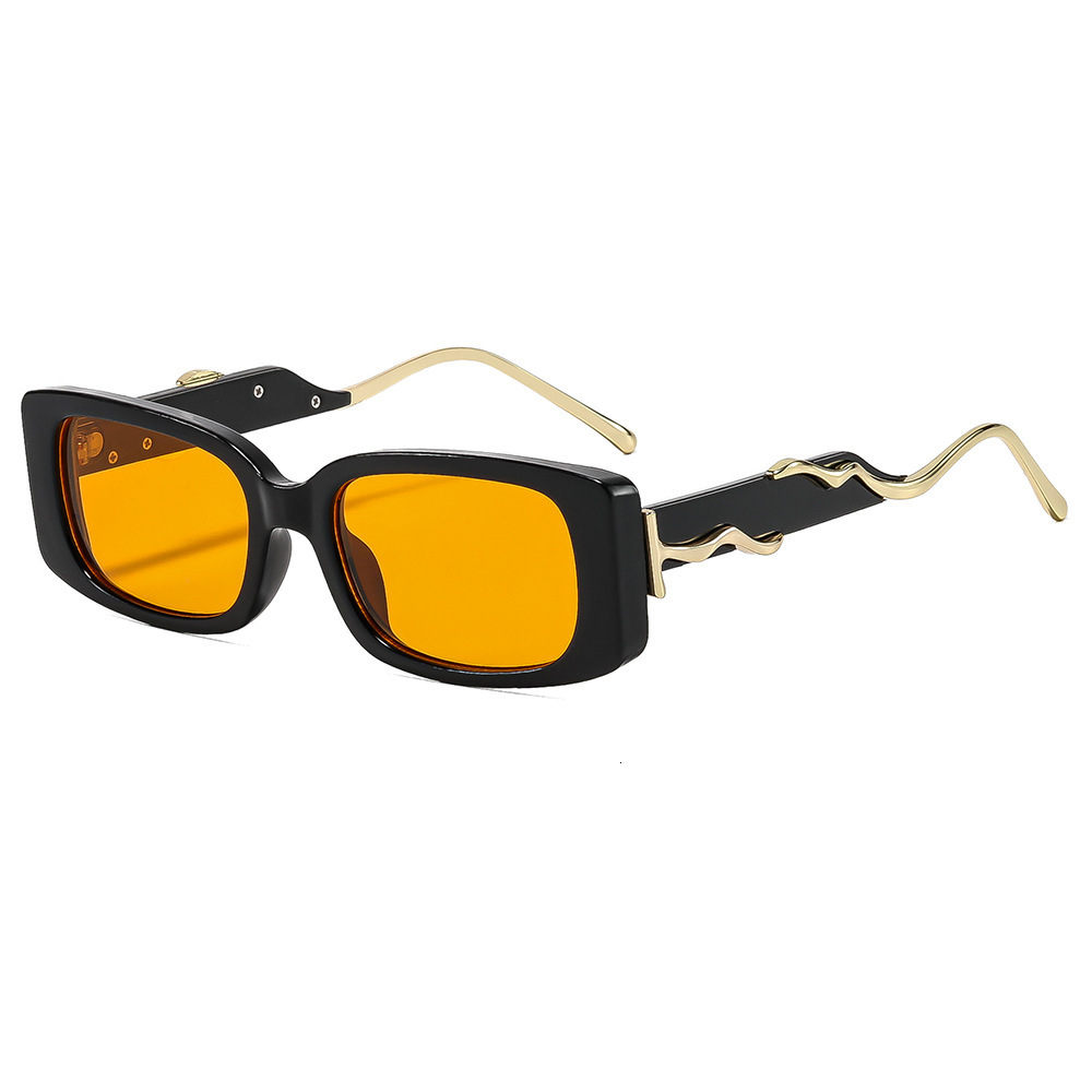 Square Frame Retro Designer Sunglasses Unisex High End Metal Wrapped Temple Korean Hip Hop UV Protection Outdoor Street Shooting Sun Shade Glasses