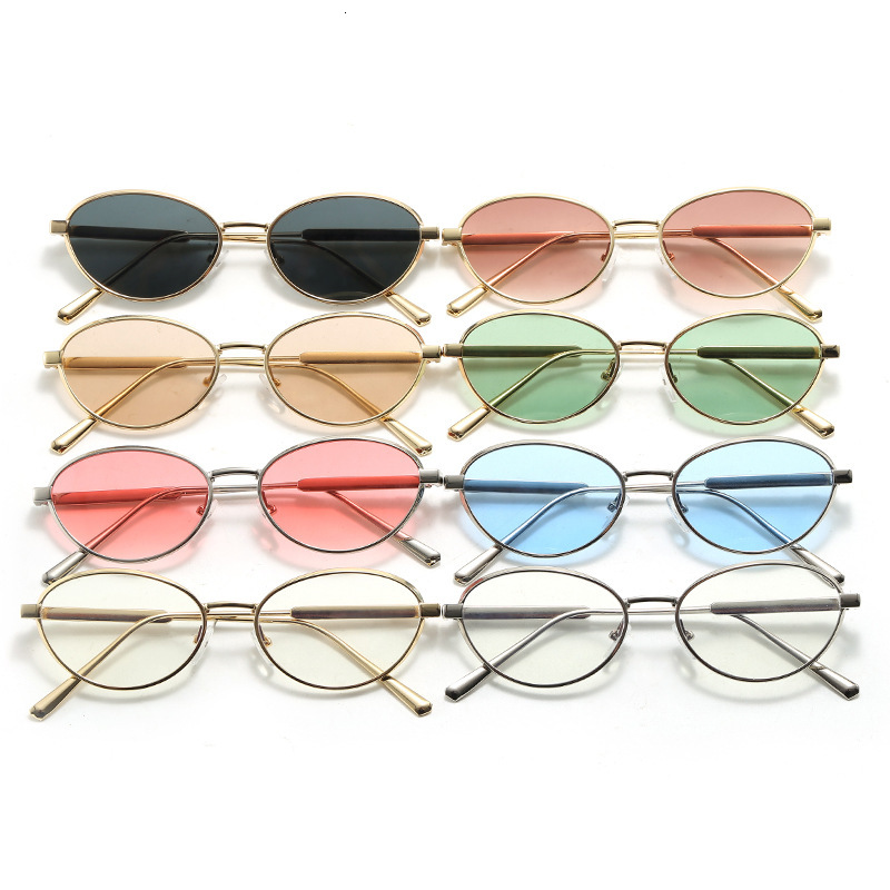 New Women's Metal Small Oval Designer Sunglasses European Internet Celebrity Eyewear Outdoor Street Shooting Trendy High-end UV Protection Fashio