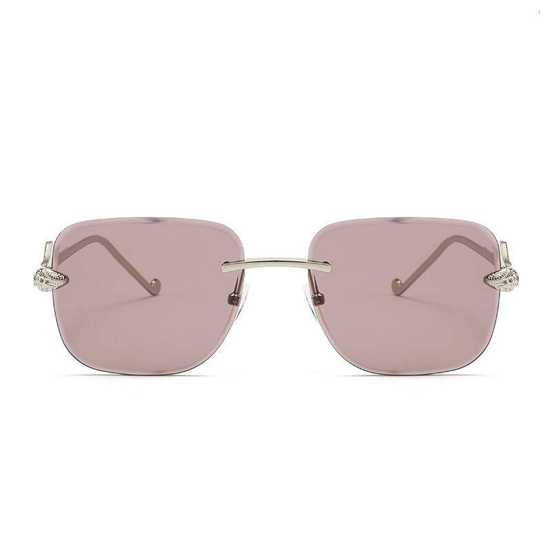 New Fashion Snake Head Rimless Designer Sunglasses Cut-edge Polygonal Eyewear For Women Outdoor Street Shooting High End Personality Trendy UV Protect