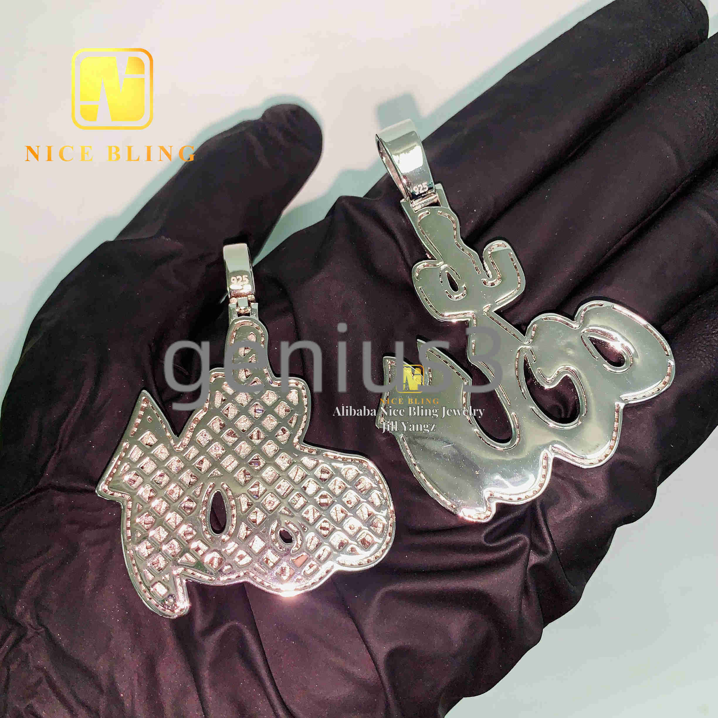 Protection Lucky Muslim Religious Jewelry Protection Allah Pendant 925 Silver Hip Hop Jewelry Custom Pendant Moissanite