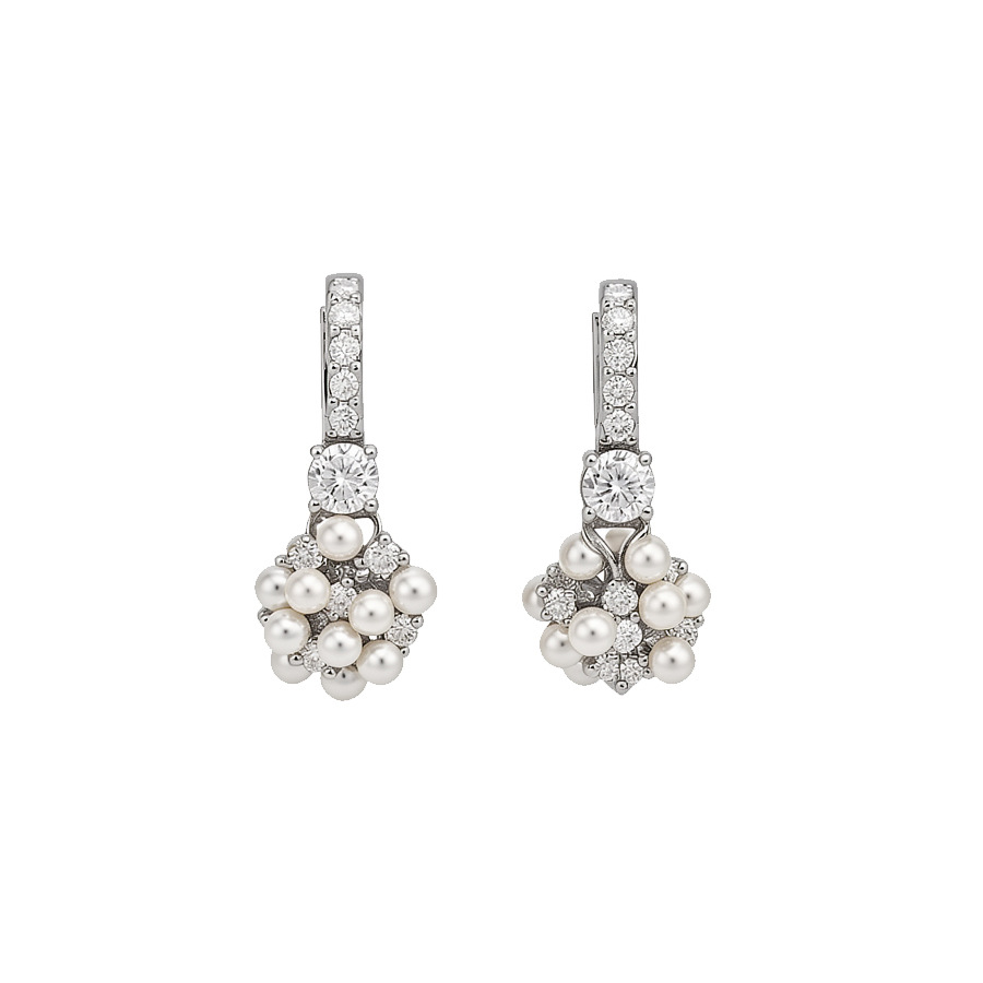 Zircon pearl flower earring necklace set, light luxury with a high-end feel, extremely beautiful and sweet jewelry for women - view 8