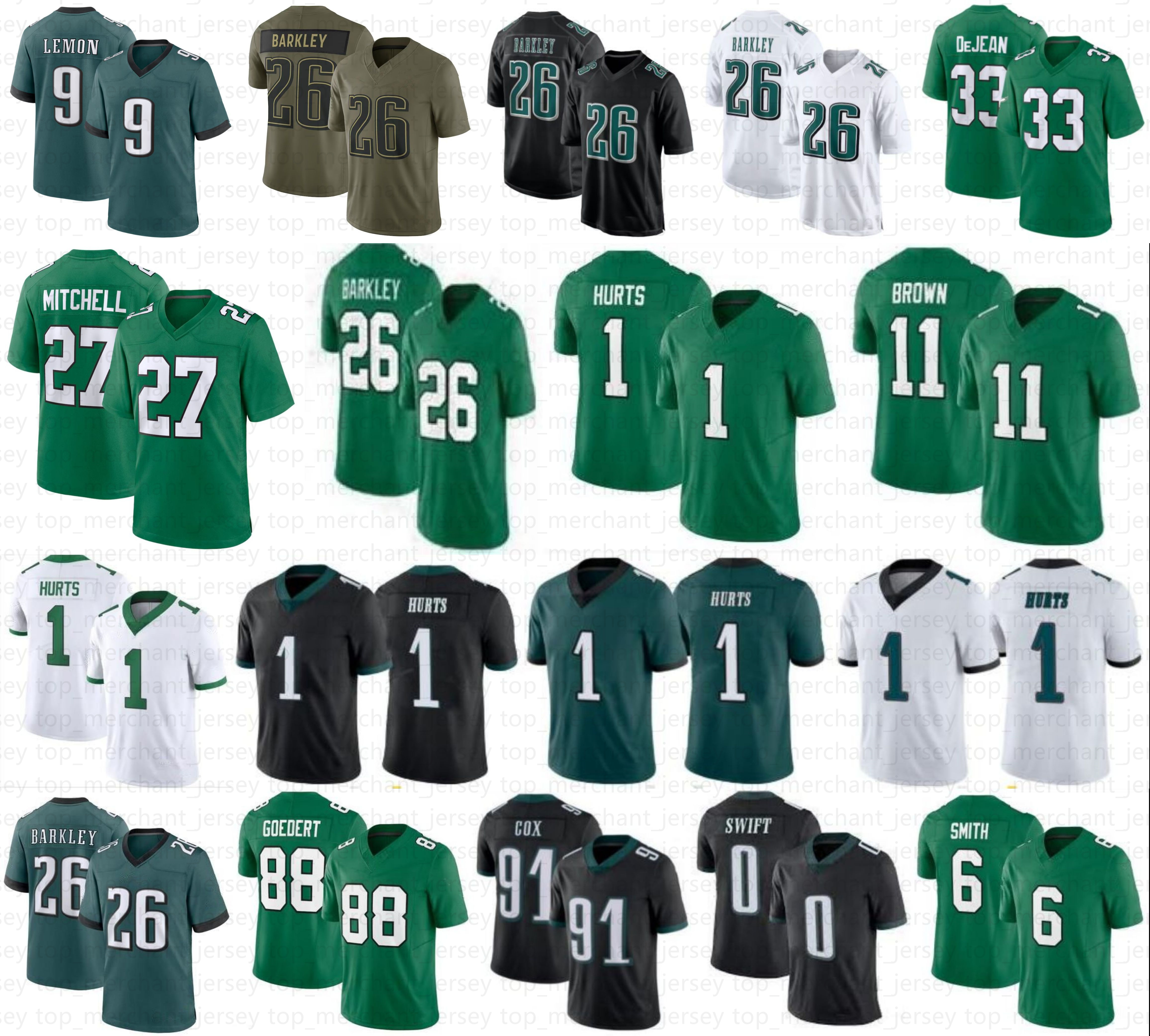 Makai Lemon Saquon Barkley Football Jersey AJ Brown Jalen Hurts eagleslies Jason Kelce Jalen Nolan Carter DeVonta Smith Goedert Brandon Graham Brian Dawkins