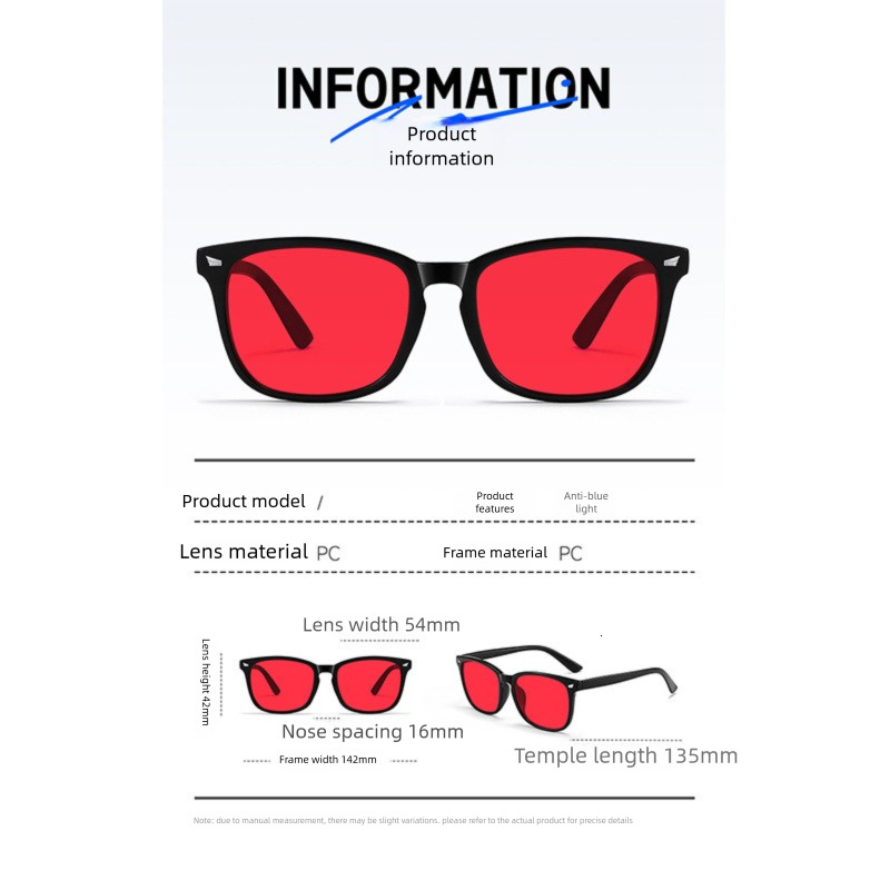 Red Frame Sleep Glasses, Anti-Blue Light & UV Protection Glasses with Rivet Detail, Fashion Anti-Radiation Computer Glasses, Comfortable Lightweight E
