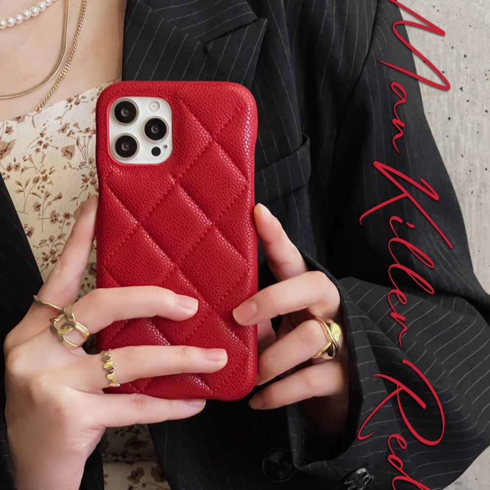 Personality Particle Texture Red Leather Designer Phone Case Creative Card Pocket Suitable For iPhone 17 16ProMax 15 14Pro Anti Drop Protective Cover