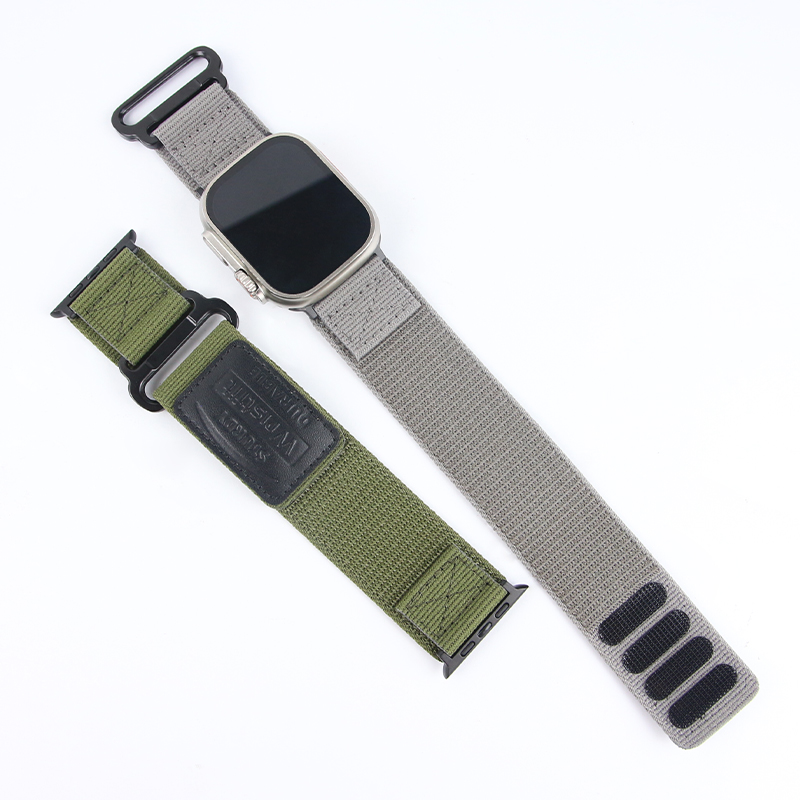 Durable Elastic Nylon Watch Band, Compatible with Apple Watch Ultra 2 49mm, Series 9/8/7/6/5/4 & SE 45/44/42/40mm, Woven Strap for Men Women, Soft