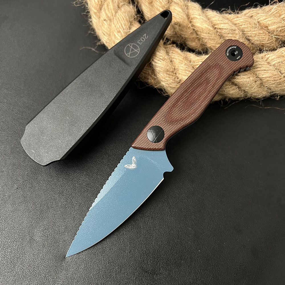 BM 203BT Fixed Blade Knife with Sheath D2 Steel Blade G10 Handle Outdoor EDC Camping Knife Hiking Hunting Survival Tools