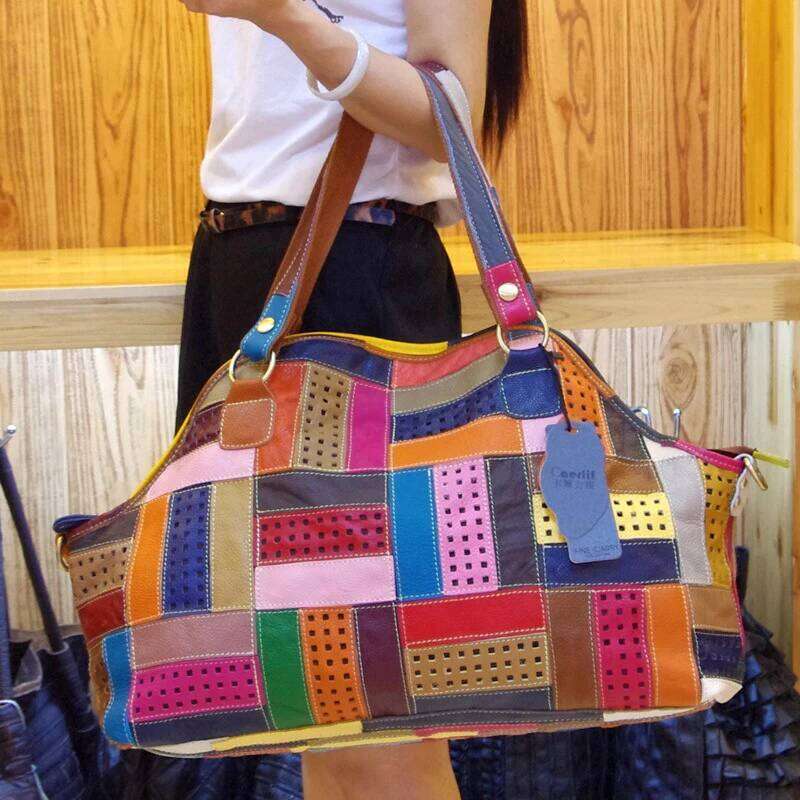 Ipinee Genuine Leather Handbag Large Bag For Shoulder Patchwork Designer High Quality Women Totes Bags SENYY