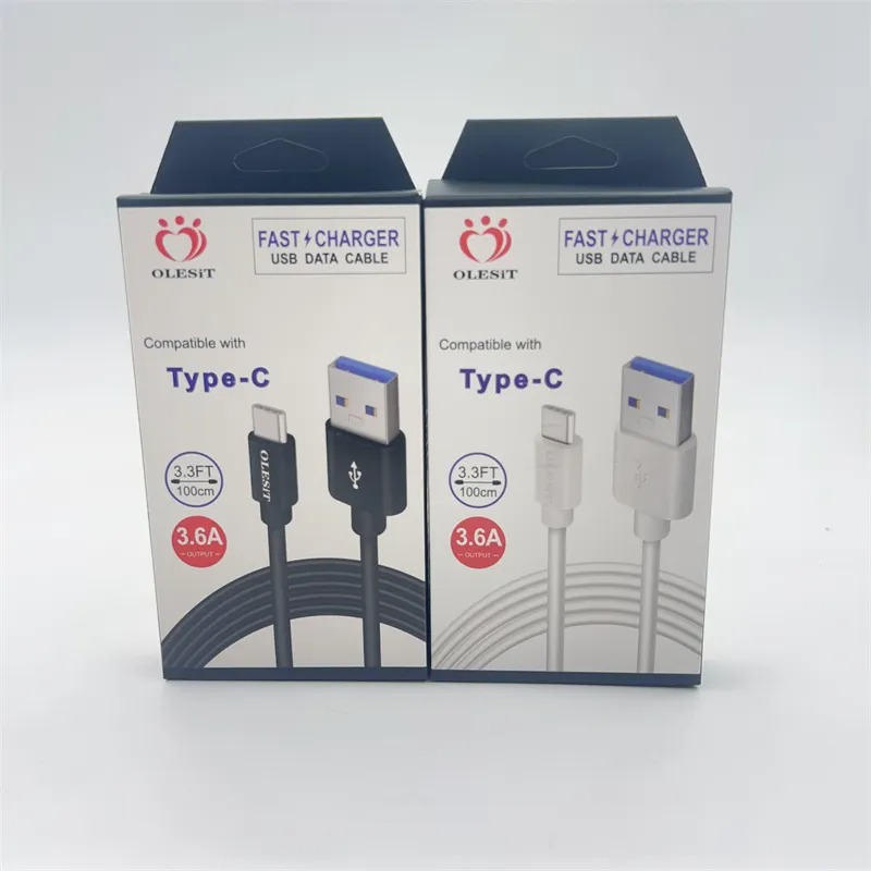 Olesit 3.1A 2M 3M Fast Charger USB Cable 1M 3.6A USB A to Type C Micro Data Sync Cellphone Fast Charging Cable Cord For iphone Xiaomi Samsung Huawei W