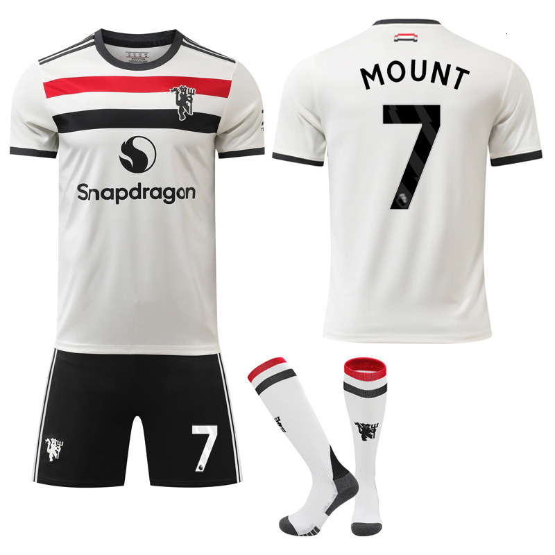 2024 25 New Manchester United Away Third Kit, Red Devils 10 Rashford 8 Bruno Fernandes Soccer Jersey Set, Men's Football Uniform, Fan Version