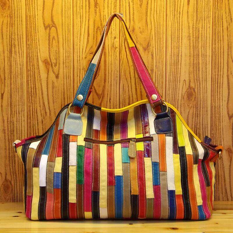 Ipinee Genuine Leather Handbag Large Bag For Shoulder Patchwork Designer High Quality Women Totes Bags SENYY
