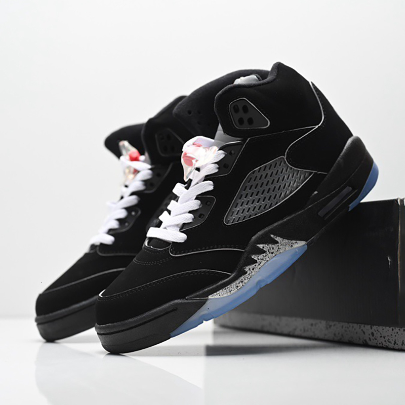 With box 5 Mens Basketball Shoe 5s Black Metallic Reimagined Wolf Grey Fire Red Medium Soft Pink Muslin Racer Blue Aqua Olive Midnight Navy Sneakers T