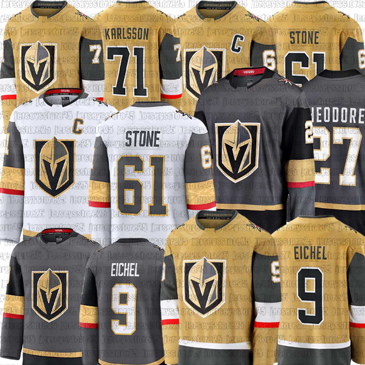 Mark Stone Golden Knights Hockey Jersey Jack Eichel William Karlsson Phil Kessel Jonathan Marchessault Reilly Smith hockey Jersey Alex Pietrangelo Vegas jerseys