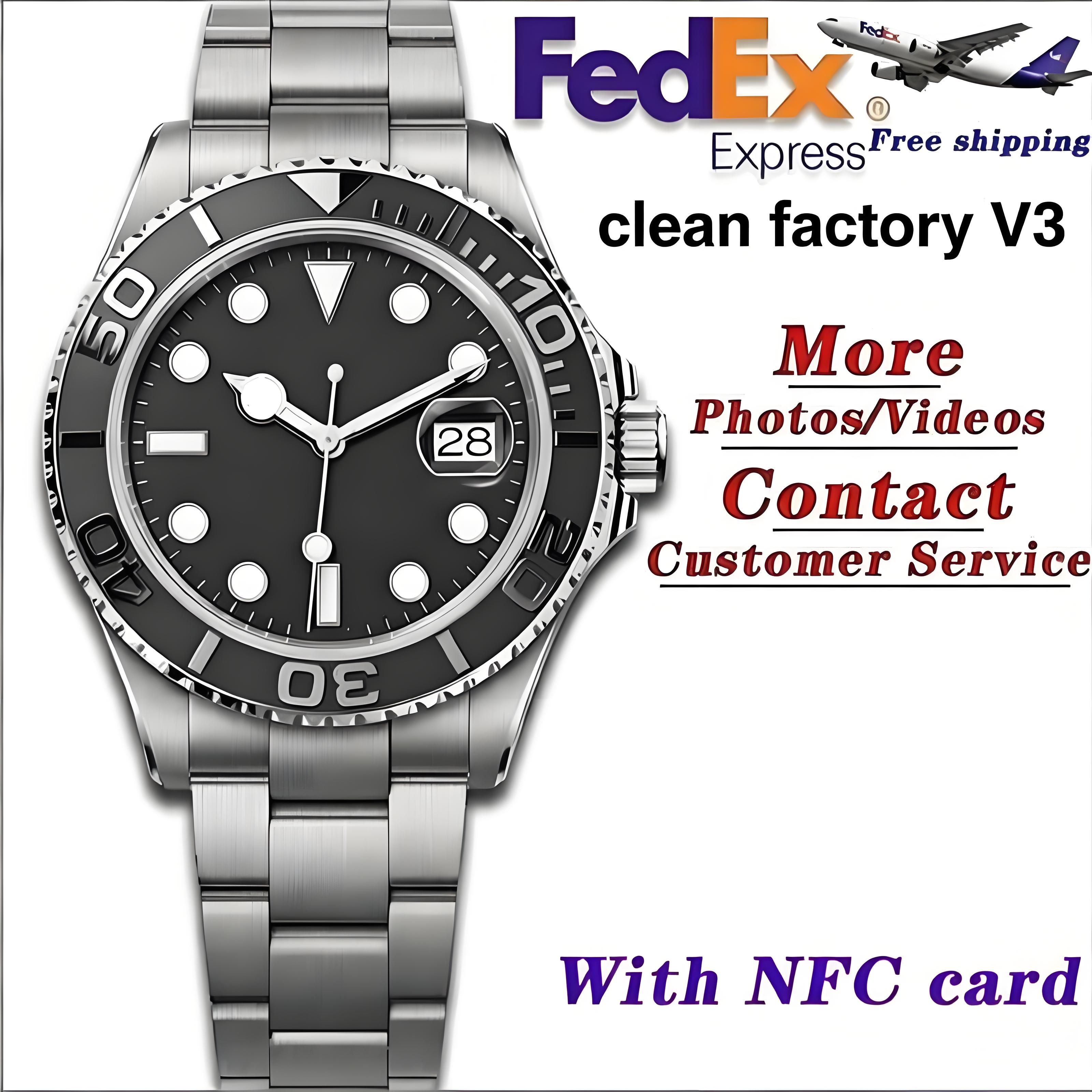 Clean Factory V3 Men Yacht Luxury Watch Caliber 3235 Automatic Mechanical Movement High-Quality Watch Ceramic Dial 100M Water Resistance Watches with Box nfc card