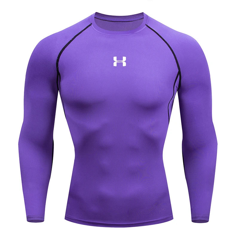 Mens Compression Long Sleeve Shirt Quick Dry Muscle Fit Athletic Top for Workout Training Bodybuilding Running Fitness Sports 260430