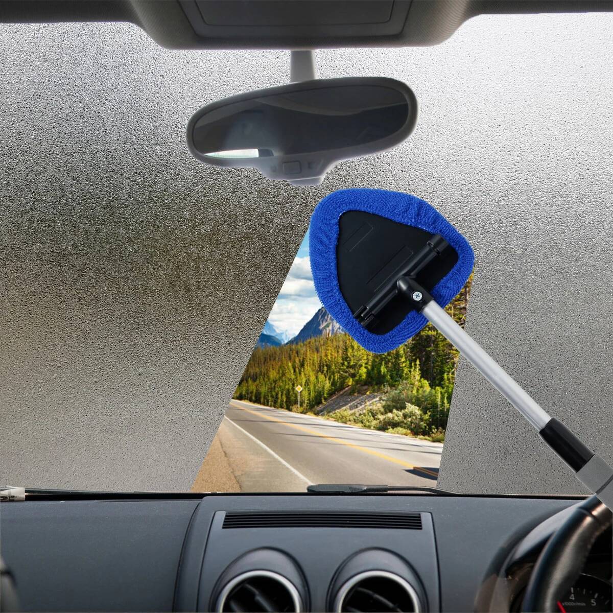 5/8Pcs Windshield Cleaning Brush Rotating Microfiber Car Window Auto Interior Cleaner Tool with Extendable Handle ddmythur