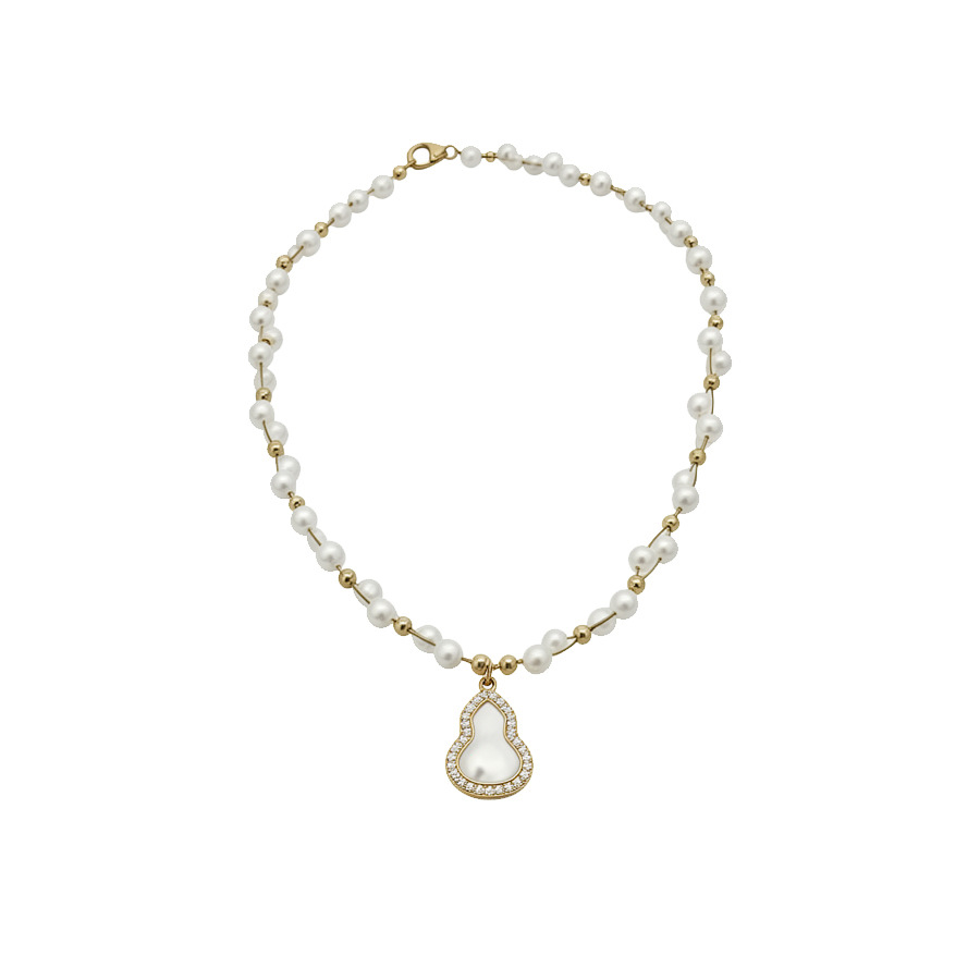 French vintage silver needle zircon bow pearl earring and necklace set 2026 new light luxury high-end jewelry - view 9