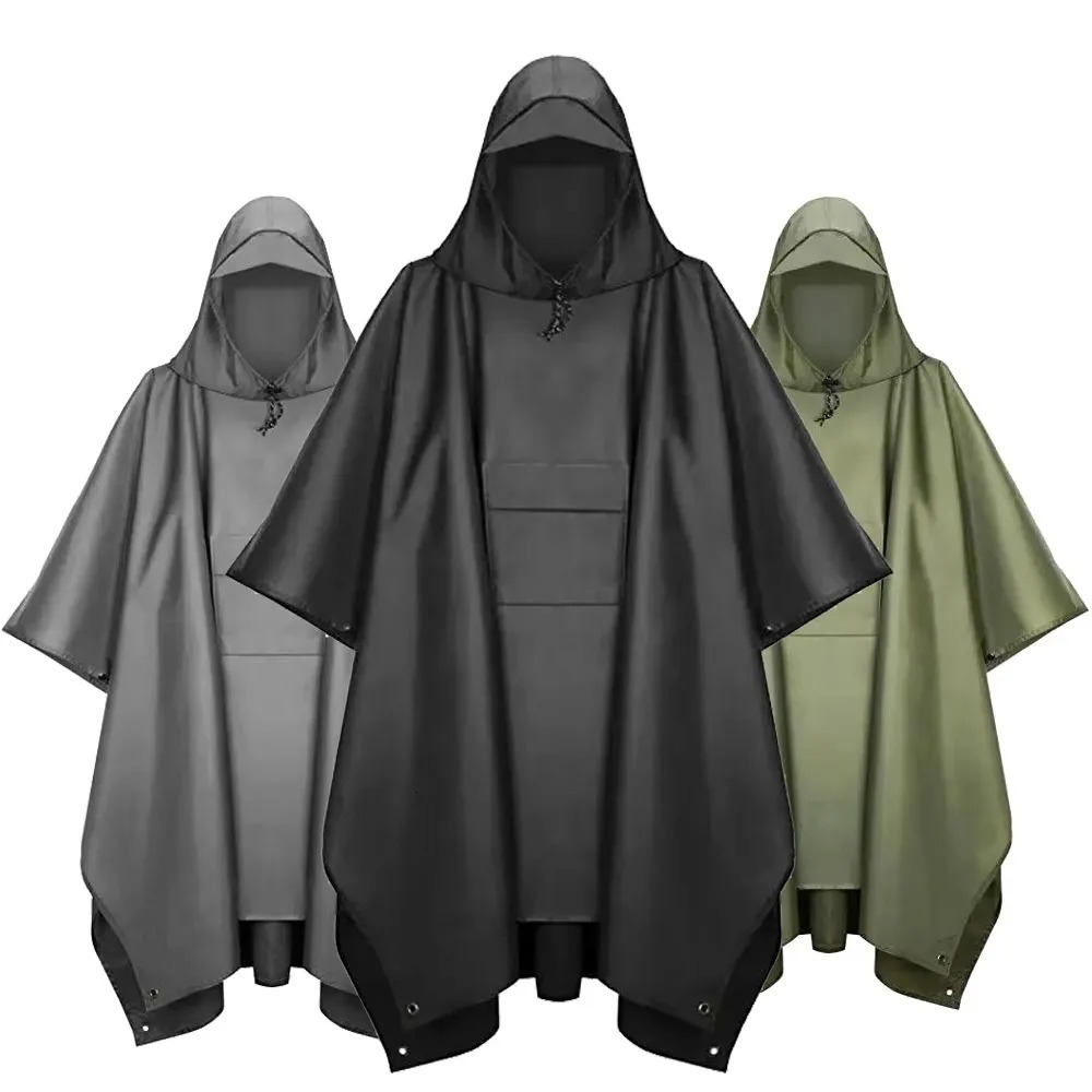 3 in 1 Outdoor Raincoat Hooded Sleeve Multifunction Rain Poncho Large Lightweight Outdoor Rainwear Hiking Travel 260506