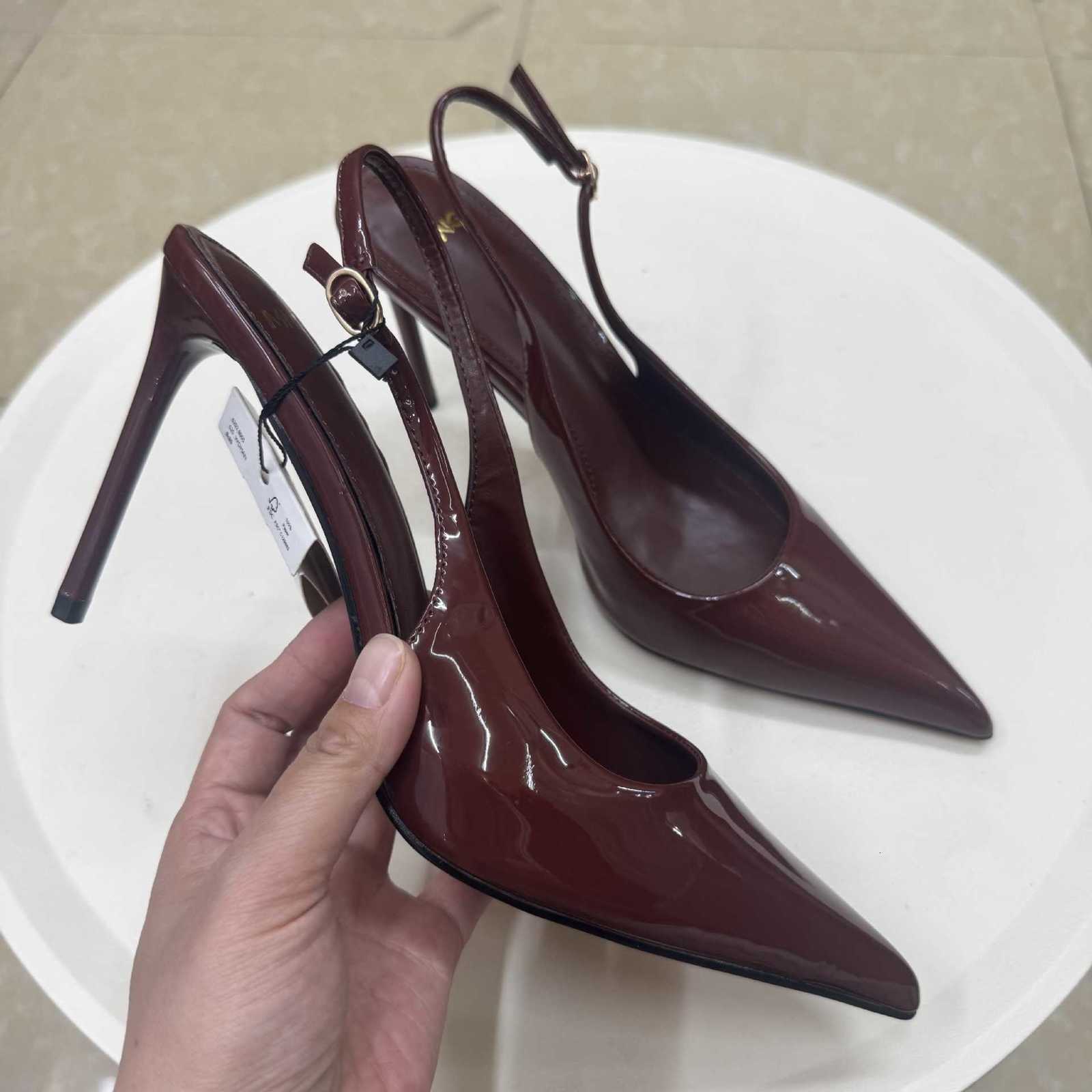 with box Sandals Designer Luxury Classic MNG Mango Summer New Pointed Toe Patent Leather Sexy Buckle Closed-Toe High Heel Stiletto Sandals for Women X