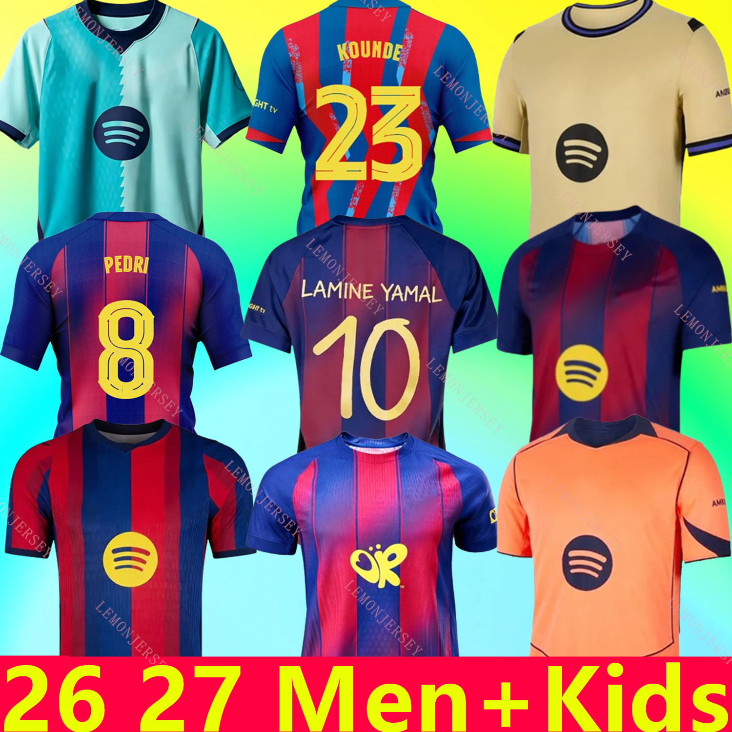 2025 2026 2027 soccer jerseys LEWANDOWSKI men kids barcelone football shirts kit LAMINE YAMAL PEDRI GAVI RAPHINHA Camiseta De Shirt KOUNDE DE JONG FERMIN OLMO BALDE