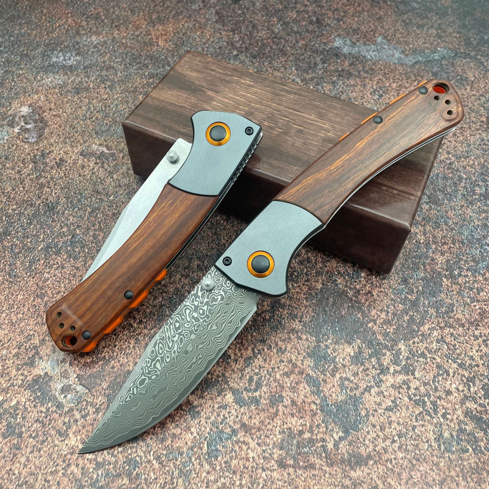 BM 15080 Folding Pocket Knife Damascus Blade Sourwood / G10 Handle Hunting Knife Outdoor EDC Camping Survival Tactical Tools