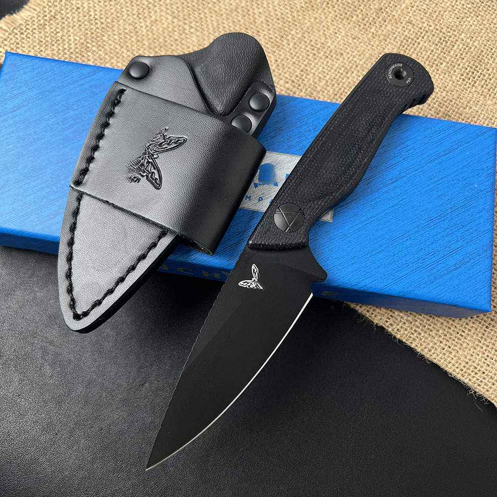 BM 203BT Fixed Blade Knife with Sheath D2 Steel Blade G10 Handle Outdoor EDC Camping Knife Hiking Hunting Survival Tools