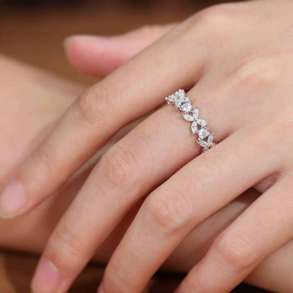 Ring Mosang Stone Silver Clover Straw Ring Fashion Exquisite Round Diamond Mosang Diamond Ring Jewerly Designer For Women Designer Ring Luxury Jewelry - view 4