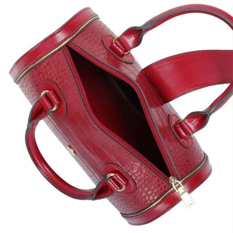 Classic Retro Women S Shoulder Boston Handbag Crocodile Embossed Crossbody Letter Decoration High Quality Top Handle Bag SENYY