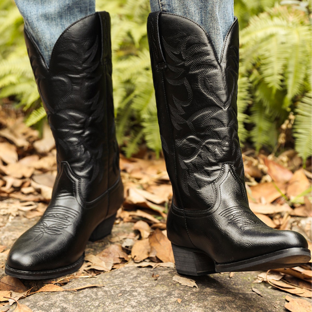 2026 New Hot Selling Cowboy Boots Men's Square Head Western Boots Durable Retro Classic Embroidered Set Wearing Boots Anti Slip Rural Boots - view 3