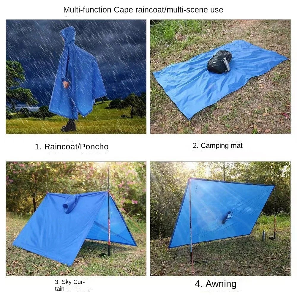 3 in 1 Outdoor Raincoat Hooded Sleeve Multifunction Rain Poncho Large Lightweight Outdoor Rainwear Hiking Travel 260506 - view 6
