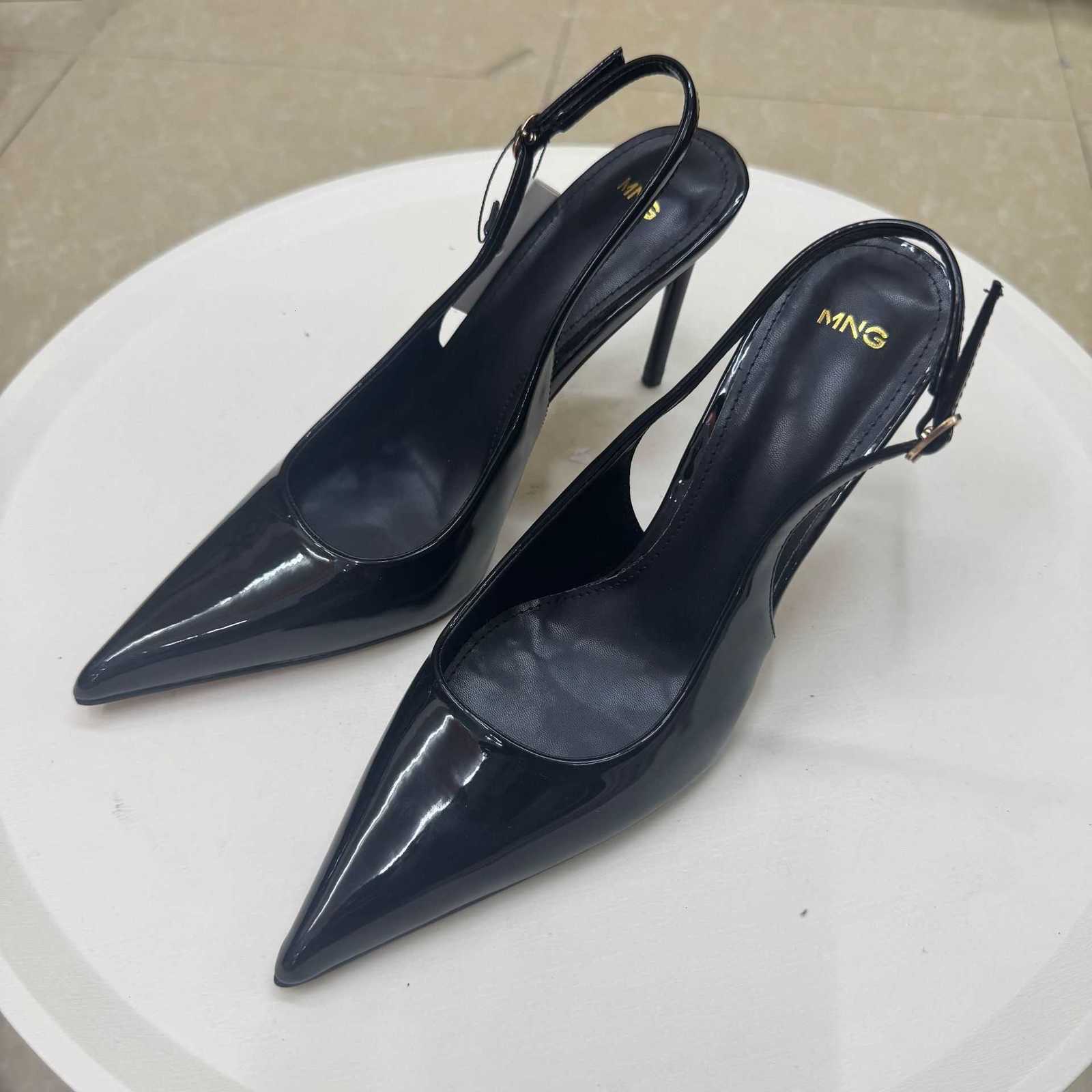with box Sandals Designer Luxury Classic MNG Mango Summer New Pointed Toe Patent Leather Sexy Buckle Closed-Toe High Heel Stiletto Sandals for Women X