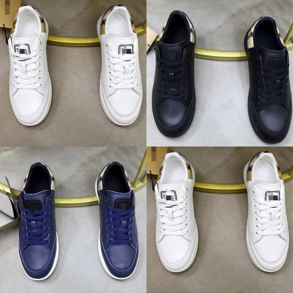 Original label, original box, colorful new classic plaid versatile leather men's shoes, fashionable lace-up trendy low-top sneakers