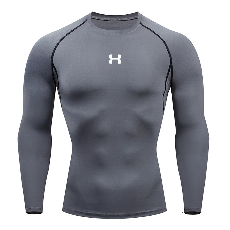 Mens Compression Long Sleeve Shirt Quick Dry Muscle Fit Athletic Top for Workout Training Bodybuilding Running Fitness Sports 260430