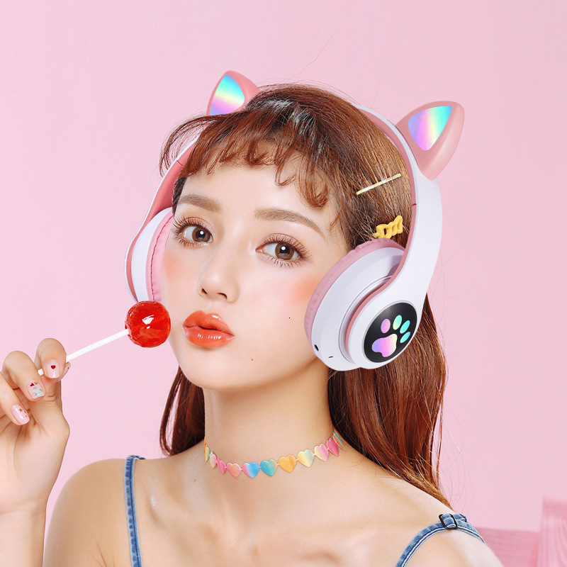 E-sports Headset Bluetooth Headset Cat-shaped Design - High Volume With Deep Bass Sound - Flashing Lights - Wireless Sports Card-type Insertable Headp