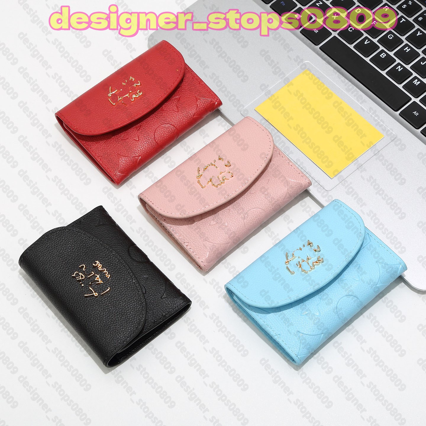Fashion designer wallets luxury envelope purses mens womens patent leather wallet embossed flower letter long card holder slim money clutch bags with box wholesale