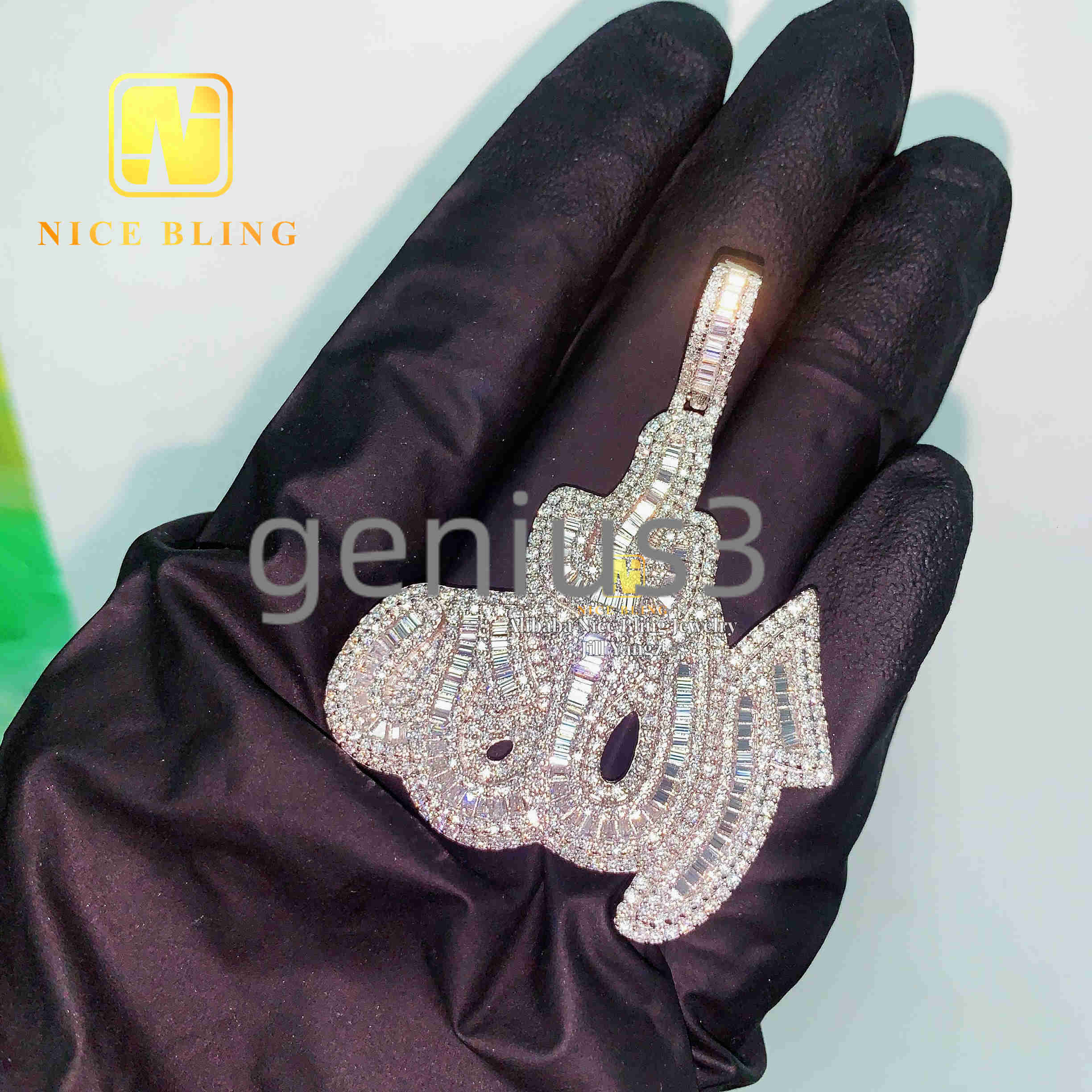 Protection Lucky Muslim Religious Jewelry Protection Allah Pendant 925 Silver Hip Hop Jewelry Custom Pendant Moissanite