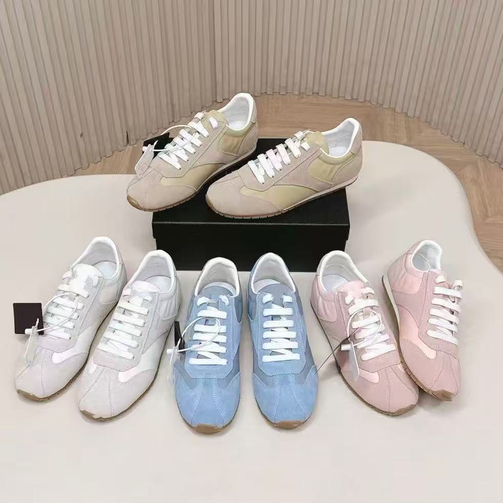 Casual Fashion Womens Shoes Nylon sneakers designer triangle sneakers womens spring casual shoes anti slip wear resistant rubber soles flat sneakers Ballet Flats